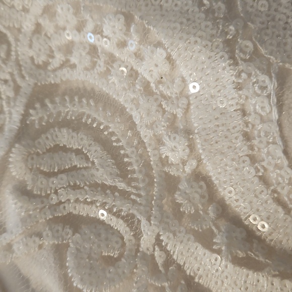 Ralph Lauren Evening White sleeveless lined sequin mixed texture dress Sz.4 - Picture 2 of 11